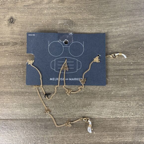 Melrose & Market Gold Chain Strap Holder Reading Glasses Face Mask Butterfly - Picture 4 of 6
